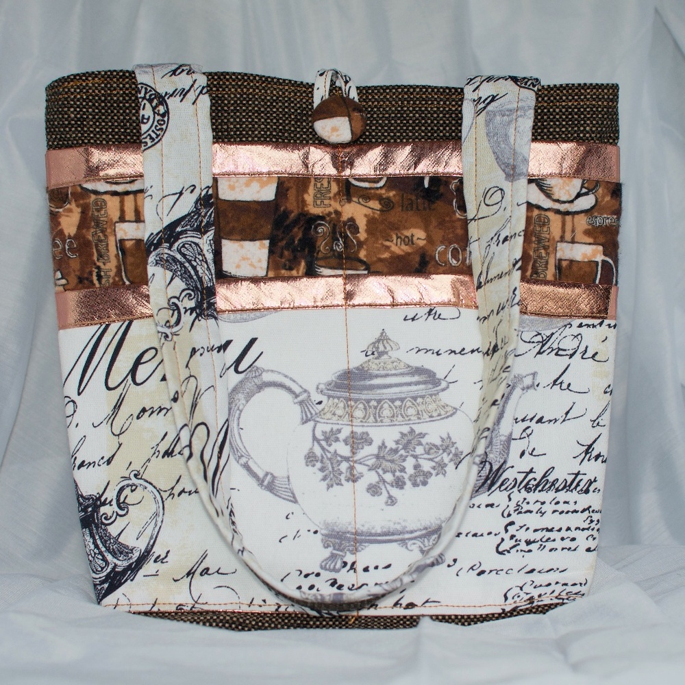 Coffee Lovers Reusable Large Pocket Tote Bag NWOT